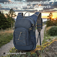Sac à dos avec poche à eau pour randonnée, moto, sport, 18L, unisexe, léger, isolé, en denim, avec housse de pluie, arqué