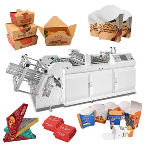 Yüksek hızlı tam otomatik Pizza Hamburg patlamış mısır kutusu Kraft kağıt yemek kabı şekillendirme makinesi yapma