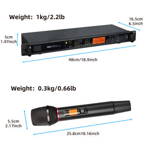 Microphone sans fil professionnel UHF portable Bine DR28 pour scène et karaoké, en métal - Product Image 6