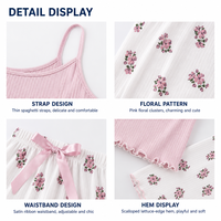 Ensemble pyjama côtelé personnalisé pour femme avec haut court et pantalon, imprimé floral, fournisseur en gros d'usine OEM ODM, conception gratuite, MOQ, vêtements de nuit en gros