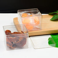 Contenant Carré Transparent en Plastique PET pour Desserts Tiramisu, Biscuits, Pâtisseries, Aliments et Fruits Secs avec Couvercle