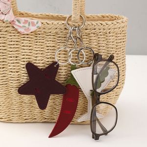 PU Leather Sunglasses Holder Keychain Glasses Storage <b>Bag</b> <b>Charm</b> Anti Lost Eyewear Clip Purse Accessory Pendant - Product Image 2