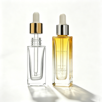 Flacon compte-gouttes carré en verre à nervures verticales transparentes, flacon en verre de luxe pour sérum et huile essentielle, emballage cosmétique, logo personnalisé