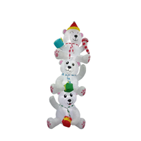 Décoration de Noël gonflable de 8 pieds avec trois ours polaires empilés, une canne en sucre et une boîte cadeau, avec LED intégrées pour l'extérieur