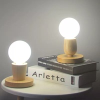 Lampe de table LED avec base E27 en bois massif, support d'éclairage filaire, support de lampe E27, lampe de table à brancher, décoration créative pour chambre à coucher