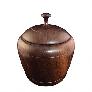 Tarro de Miel de Madera Redondo con Tapa Abatible, Hecho a Mano, Apto para Calentar, Lavable en Lavavajillas, Contenedor Hermético para Alimentos, Diseño Minimalista para Cocina - Product Image 1