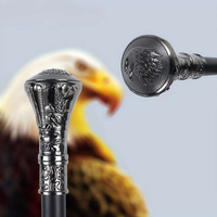 Canne de marche décorative en métal avec motif d'aigle sphérique noir, élégante canne de gentleman