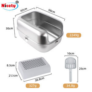 Nicety Edelstahl Umweltfreundliche Langlebige Katzentoilette mit Fußpolstern und Schaufel, Leicht zu Reinigen, Glatte Kanten, 58x42x30CM - Product Image 6