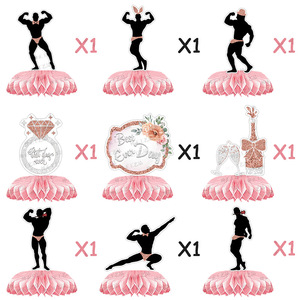 Set di 9 Divertenti Centrotavola a Nido d'Ape per Feste Maschili, Accessori per Addio al Nubilato, Decorazioni per Tavolo - Product Image 3