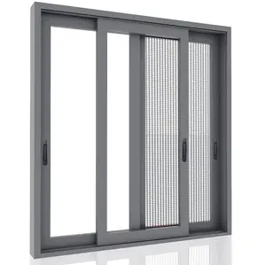 French Style AS2208 Aluminum Sliding Window Double Insulated Glazed Sliding Window With Mesh