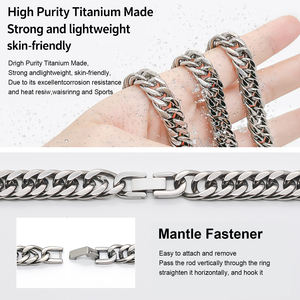 पॉलिश फिनिश फंतासी प्रीमियम पुरुषों के शुद्ध टाइटेनियम गहने 9 मिमी क्यूबन चेन लिंक ब्रेसलेट पुरुषों कलाई हाथ गहने उपहार - Product Image 2