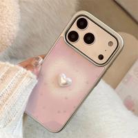 Coque de téléphone antichoc à couverture intégrale, motif cœur dégradé rose et paillettes chromées, compatible avec iPhone 17 Pro Max