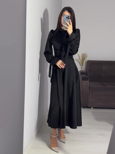 2024 Hoge Hals Avondjurken Lange Mouw Satijnen Prom Dress Formele Feestjurk Voor Vrouwen - Product Image 3