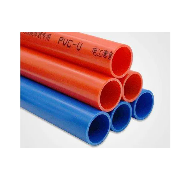 DE25*1.6-DE40*1.85 Electrician Casing Pipe PVC Conduit and Fitting white blue and red wire tube