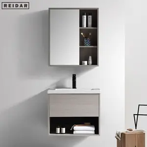 Light Luxury Plywood Bathroom Cabinet Full Set Solid Wood Wall Mounted Single Basin Bathroom Vanity With Smart Mirror