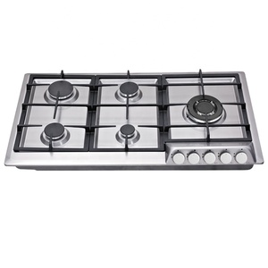Cuisinière à gaz à 5 brûleurs Usine Prix de gros Appareil ménager Allumage AC Support en fonte Certificat CE Cuisinière intégrée Plaque à gaz - Product Image 1