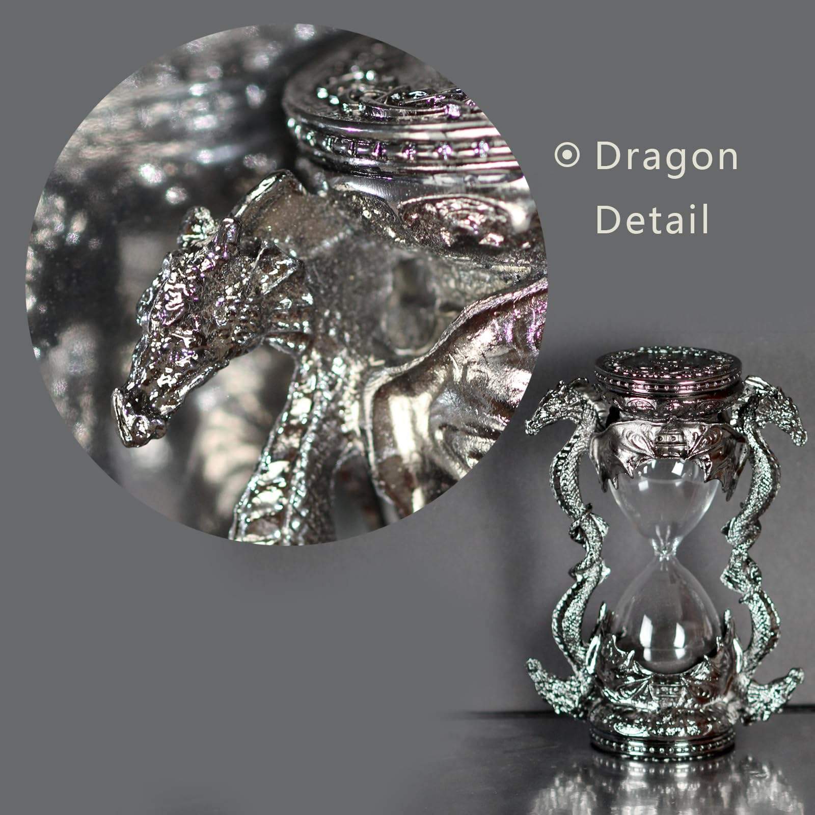 XinZhiRun Gothic Dragon Hourglass 6in 15min, Black Fantasy Sand Timer Vintage Desk Decor Statue Gift