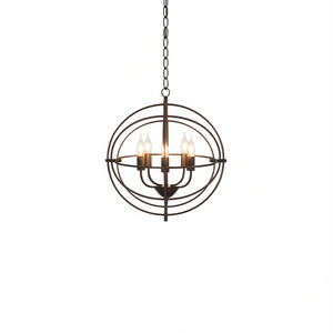 Lámpara de araña metálica de 20 pulgadas con 5 anillos pivotantes entrelazados, luces colgantes redondas para sala de estar - Product Image 1