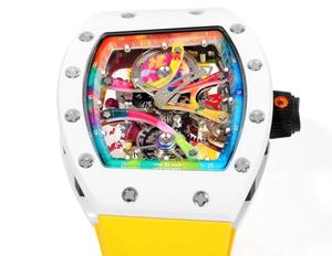 Nouvelle montre mécanique tourbillon à succès avec bracelet jaune style graffiti - Product Image 6