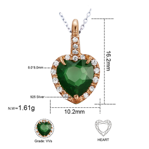 925 Silber Romantisches Herz-Schmuckset mit Smaragdgrüner Farbe und Roségold-Beschichtung zum Muttertag - Product Image 4