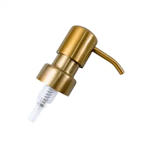 Free Sample High quality 28/400 Stainless steel golden hand sanitizer pump head 4 cc big dosage shiny gold lotion pump