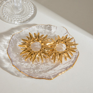 Yueli Sunflower <b>Stud</b> <b>Earrings</b> Zinc Alloy Gold Hollow Flower Women's Party Jewelry - Product Image 3