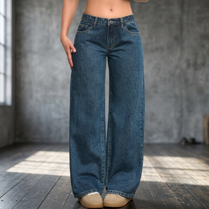 Jean Boyfriend Évasé Ample Taille Haute Extensible en Denim Respirant avec Poches pour Femme 2025 – Coupe Skinny Taille XL - Product Image 3