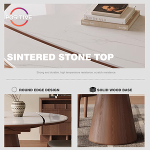 Hộ Gia Đình Hiện Đại đa chức năng vòng bàn ăn phong cách Thời Trung Cổ gỗ rắn mở rộng thiêu kết đá bàn ăn TJ-006 - Product Image 3