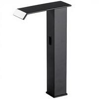 Robinet de lavabo moderne monotrou en métal avec capteur sans contact, mitigeur monocommande en céramique, finition polie, à poser sur le comptoir