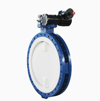 Vanne papillon à bride de grande taille DN1300 DN1200 DN1000 DN900 DN800 entièrement doublée de PTFE/PFA avec boîte de vitesses pour pipeline pétrolier