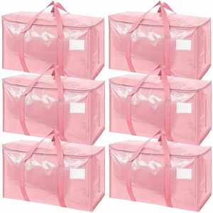 Paquete de 6 Bolsas de Almacenamiento Plegables de Polietileno (PE) Resistentes, Transparentes, con Tapas y Cierres para Ropa, Ropa de Cama, Edredones, Juguetes - Bolsas para Mudanza - Product Image 3