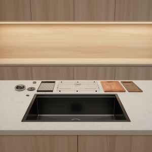 Évier de cuisine à cuve unique en acier inoxydable de calibre 16, à encastrer sous plan, finition nickel brossé noir, 30 pouces - Product Image 2