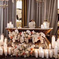 Table de mariage design populaire pour la décoration de scène, tables centrales en acier inoxydable pour les mariés