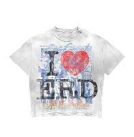 T-shirt blanc épais délavé style vintage, imprimé, avec trous et bords effilochés, effet soleil délavé, style streetwear, fournisseur de choix