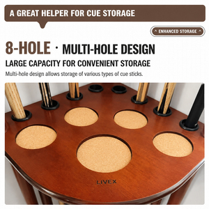 Support de sol pour queues de <span class=keywords><strong>billard</strong></span> en bois de noyer, 8 trous, placage MDF, bois massif, montage facile, support pour queues de <span class=keywords><strong>billard</strong></span> et de snooker, CE OEM - Product Image 5