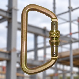 Mousqueton de sécurité en acier en forme de D, à verrouillage par vis, 40 kN, plaqué zinc doré, ouverture 23 mm, barre 10 mm, conforme à la norme EN 362 HM 361SG, OEM Taïwan - Product Image 6