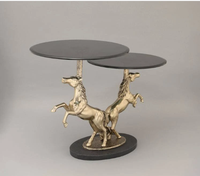 Table basse réglable Azora Industries Majestic Stallion Horse Design, style moderne antique, en verre flotté transparent de 10 mm, mobilier de maison