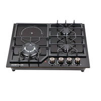 Table de cuisson encastrable 3 feux gaz et 1 électrique en verre trempé, compatible GPL/GN, fabriquée en Chine