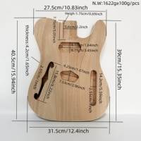 Cuerpo de guitarra eléctrica TL de caoba sin terminar, diseño de agujero en forma de F, medio hueco, para bricolaje, venta al por mayor HIVE