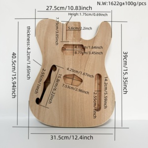 Corps de guitare électrique TL HIVE en <span class=keywords><strong>acajou</strong></span> non fini, à faire soi-même, avec design à trous en F semi-creux, vente en gros - Product Image 2