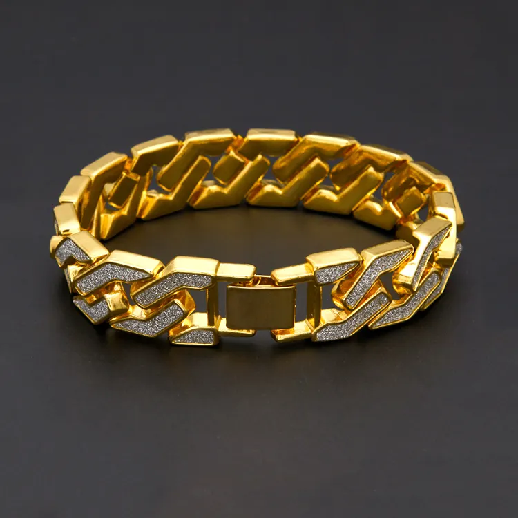 Hip-Hop Plated Gold Inlaid Glitter Geometric Shape Bracelet