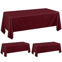 Mantel Rectangular de Poliéster Color Sólido Borgoña Vino Tinto para Banquete de Boda o Fiesta