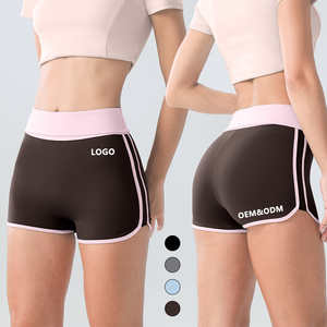 Shorts de <span class=keywords><strong>sport</strong></span> pour femmes, design color block, taille haute, effet push-up, avec poches, pour yoga, gym et entraînement - Product Image 1