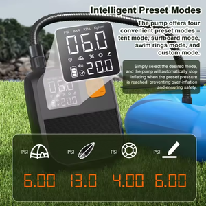 Pompe à air portable rechargeable avec 6 embouts, affichage numérique, <span class=keywords><strong>gonfleur</strong></span> électrique sans fil pour SUP, tente de <span class=keywords><strong>camping</strong></span>, bouée de natation - Product Image 3