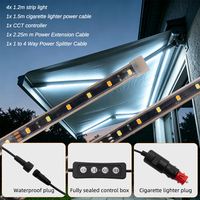 Bande lumineuse LED COB 12V pour auvent, 6000K ambre, IP65 étanche, télécommande RF pour camping-car, caravane