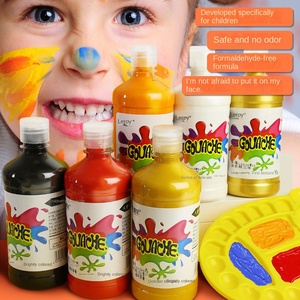 Ensemble de peinture <span class=keywords><strong>gouache</strong></span> Minghua 500 ml, 24 <span class=keywords><strong>couleurs</strong></span>, pour enfants, pigment blanc lavable, emballage moyen, pour les élèves du primaire - Product Image 1