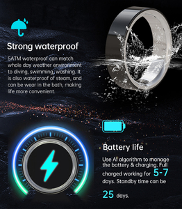 smart ring vibrate alarm Vibrating Smart Ring Calls Message Reminder, Polished Stainless Steel  Material, Health Monitoring Sports Data Record, Waterproof main image 1