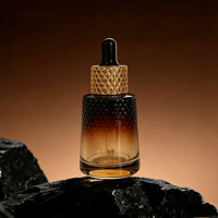 Flacon compte-gouttes en verre ambré de luxe vide de 30 ml (1 oz) pour huiles essentielles et cosmétiques, idéal pour les soins de la peau