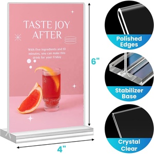 Suporte de Acrílico para Sinalização 4x6, Pacote com 15, Transparente, Dupla Face, Expositor Vertical de Mesa para Cardápio, Ideal para Restaurantes - Product Image 2