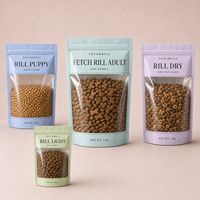 Sachets personnalisés imprimés avec fenêtre transparente pour croquettes pour chiens, nourriture pour chiots et aliments secs pour animaux de compagnie